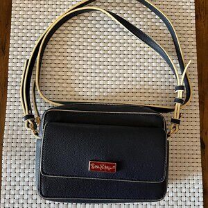 LILLY PULITZER – Crossbody Bag in Navy Blue & Cream Colored, Faux Leather (Like